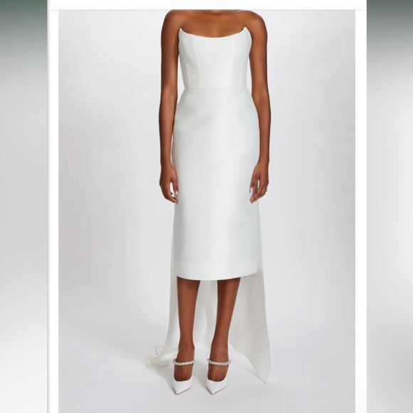 Amsale Pointed Strapless Bow Cocktail Dress Size 8 NWT